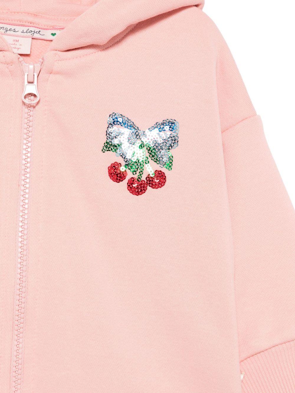 Felpa per bambina Konges Slojd rosa con cappuccio e decorazioni con paillettes - Rubino Kids