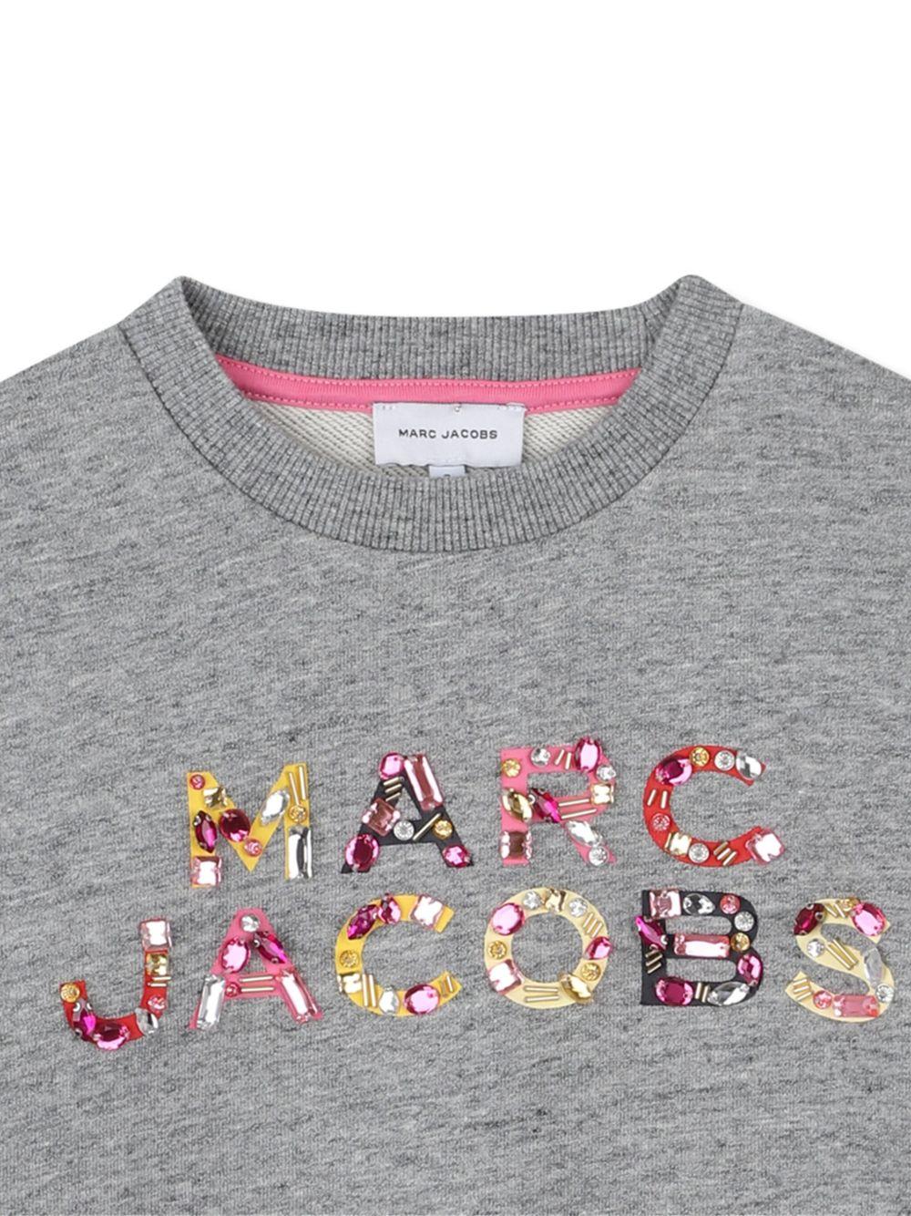Felpa per bambina Marc Jacobs Kids grigia con logo e paillettes - Rubino Kids
