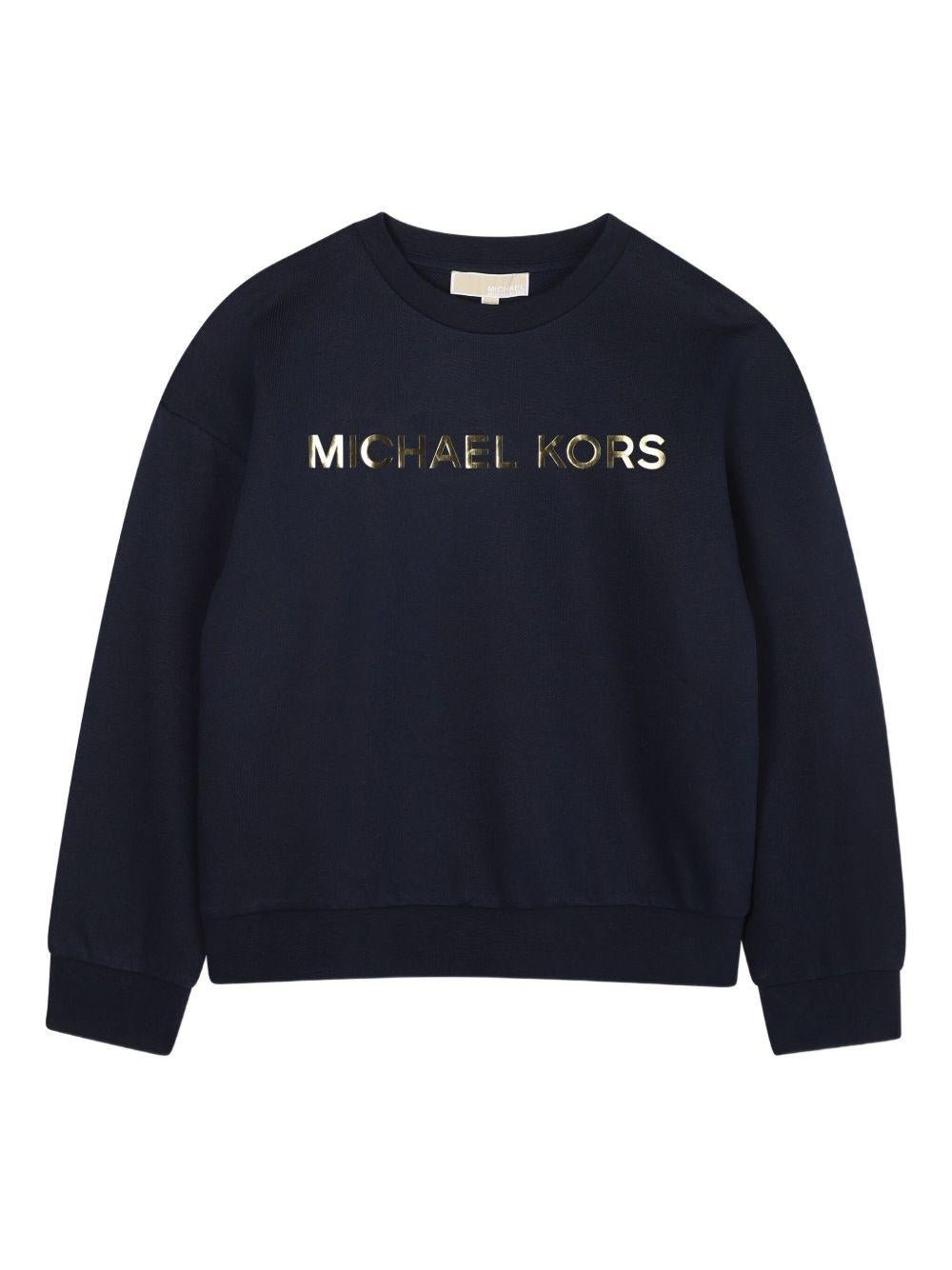 Felpa per bambina Michael Kors Kids blu con stampa logo - Rubino Kids