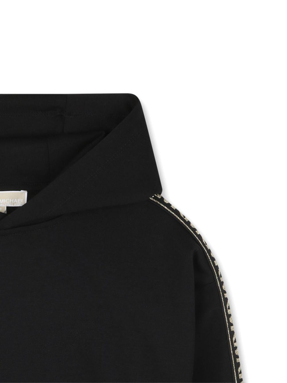 Felpa per bambina Michael Kors Kids nero in jersey con cappuccio - Rubino Kids