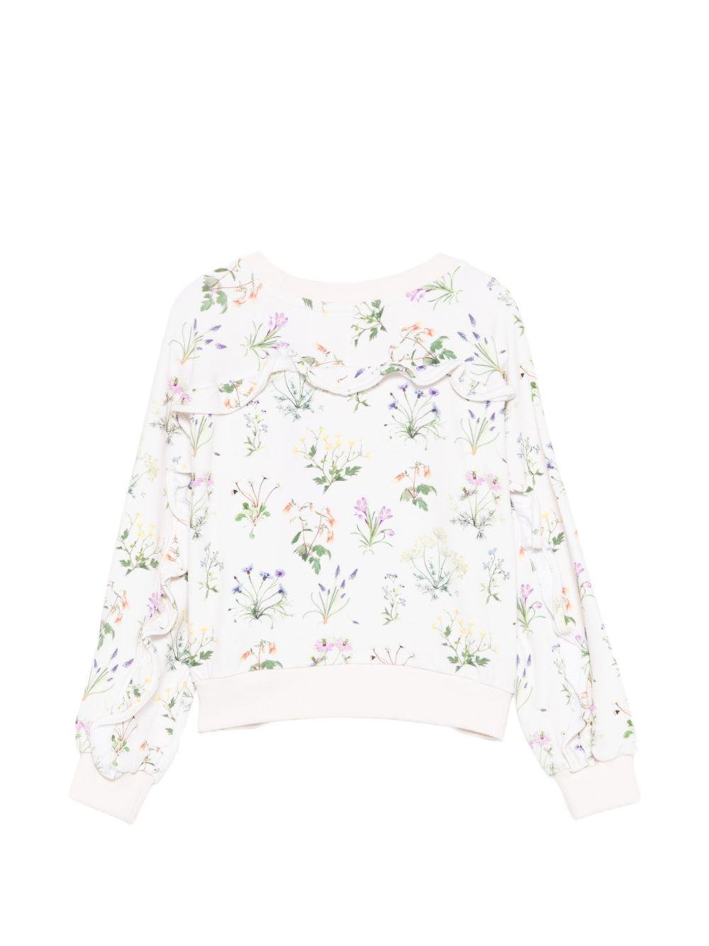 Felpa per bambina Molo bianca con stampa fiori all - over - Rubino Kids