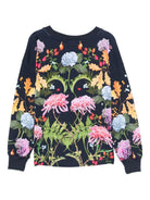 Felpa per bambina Molo blu con stampa floreale e coniglio - Rubino Kids