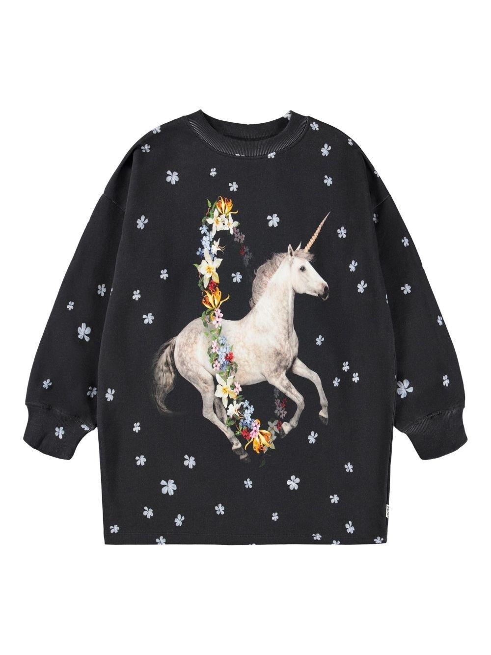 Felpa per bambina Molo nera con grafica unicorno - Rubino Kids