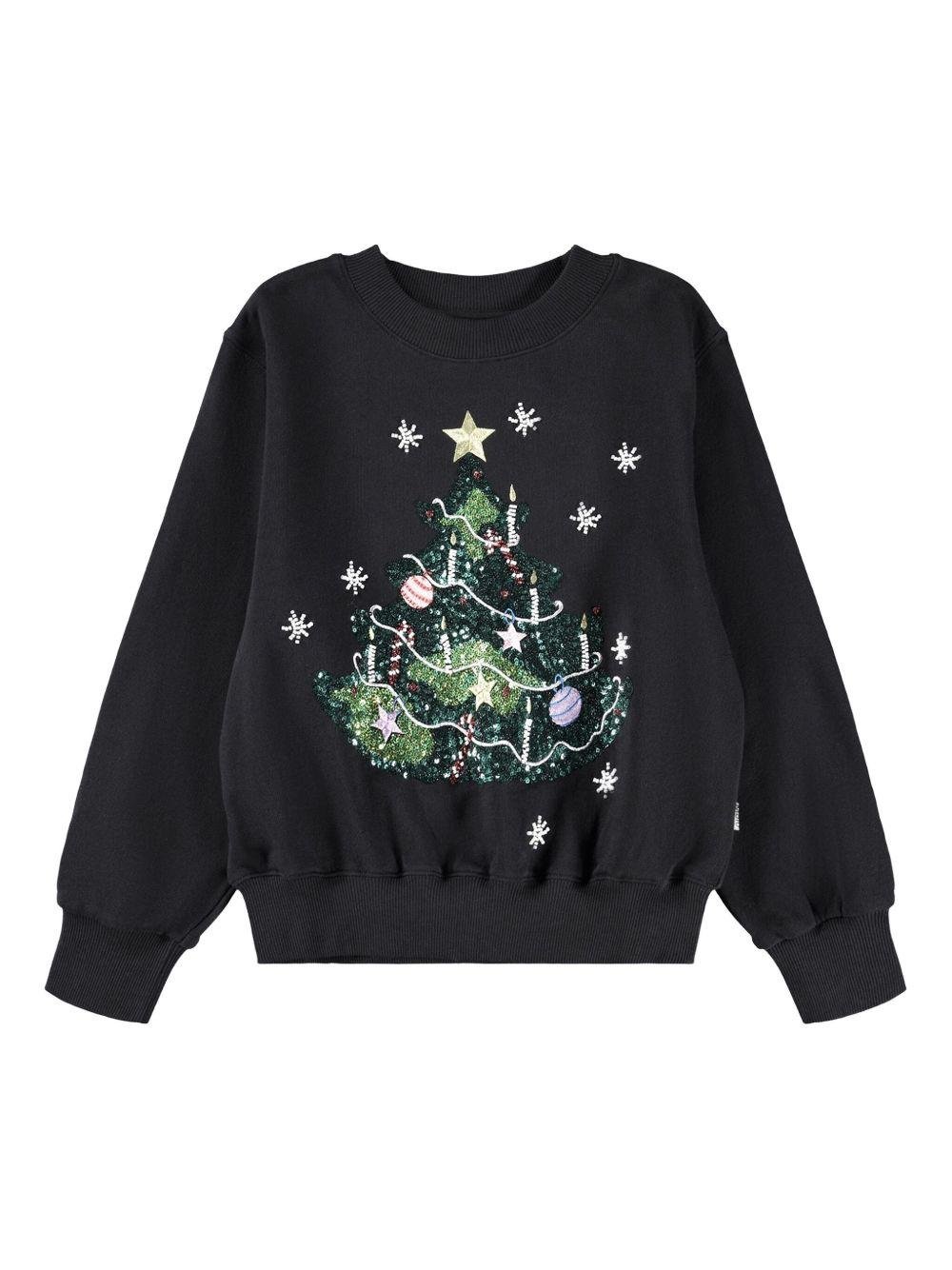 Felpa per bambina Molo nero con decorazione a paillettes - Rubino Kids