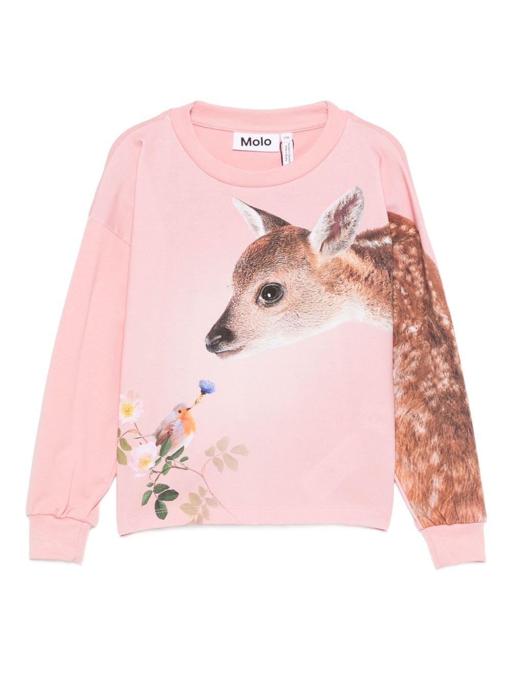 Felpa per bambina Molo rosa con stampa grafica - Rubino Kids