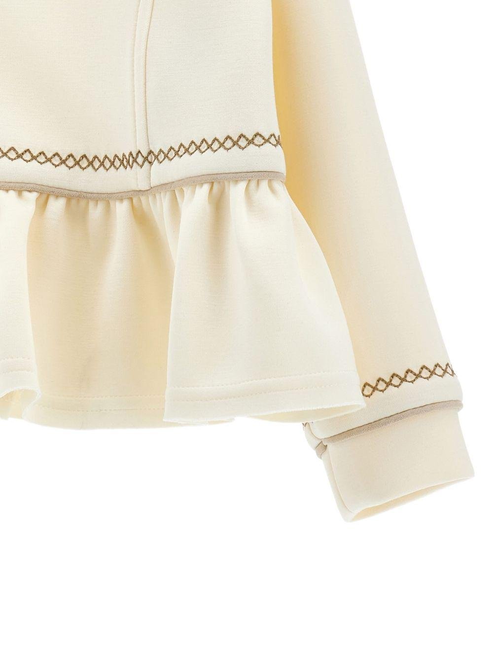 Felpa per bambina Monnalisa bianca con bordi a contrasto - Rubino Kids