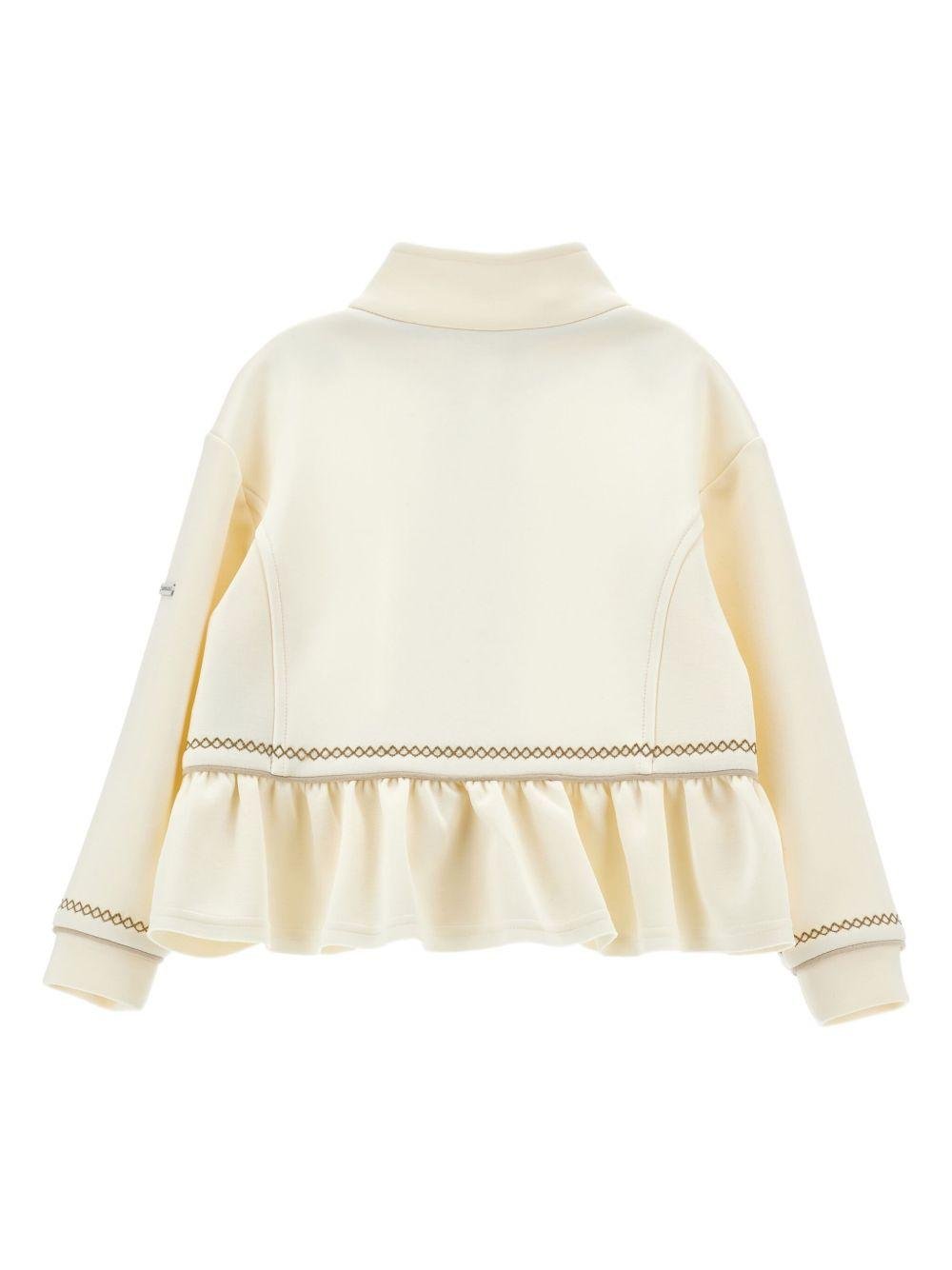 Felpa per bambina Monnalisa bianca con bordi a contrasto - Rubino Kids