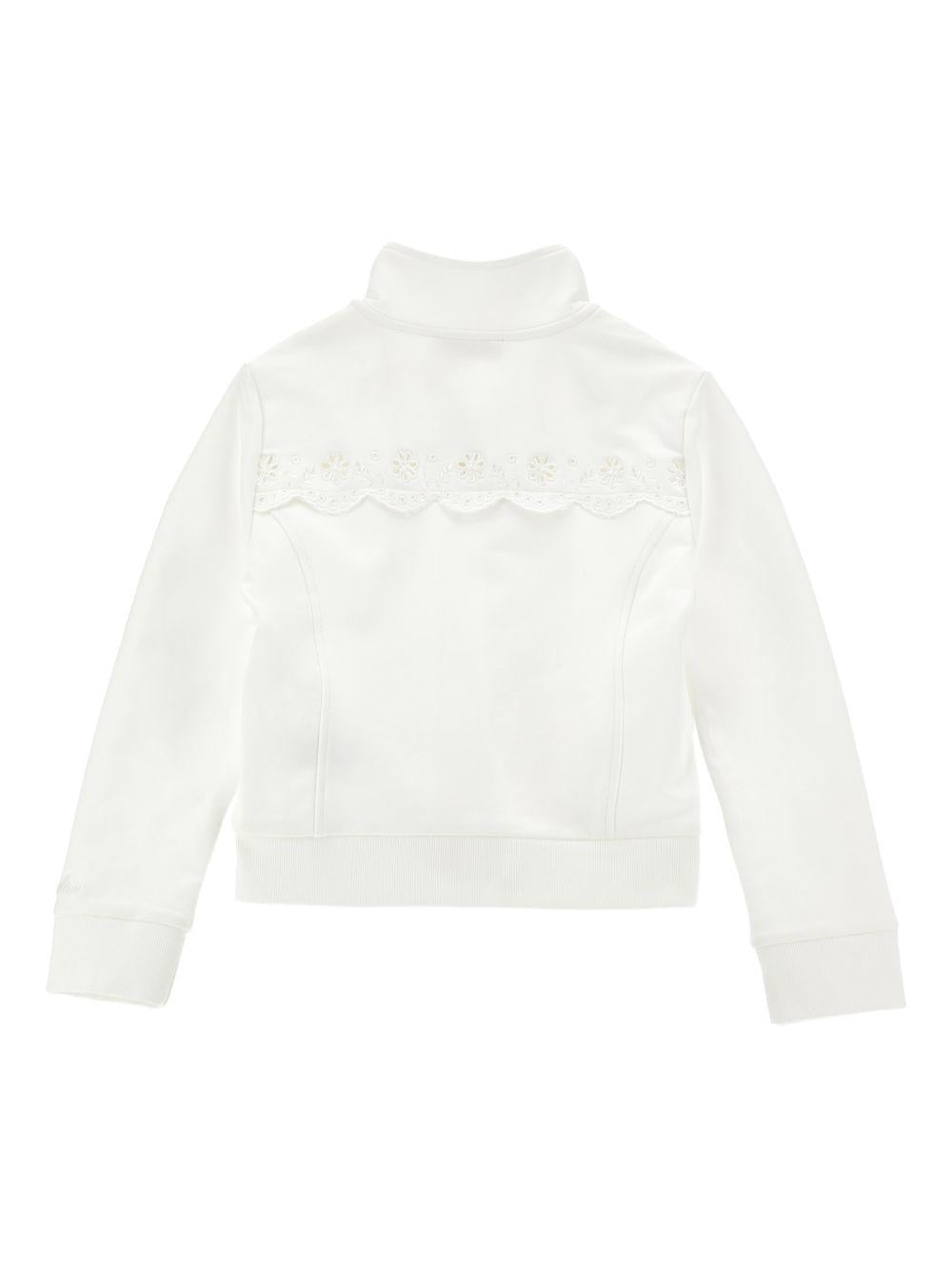 Felpa per bambina Monnalisa bianca con dettaglio fiori - Rubino Kids