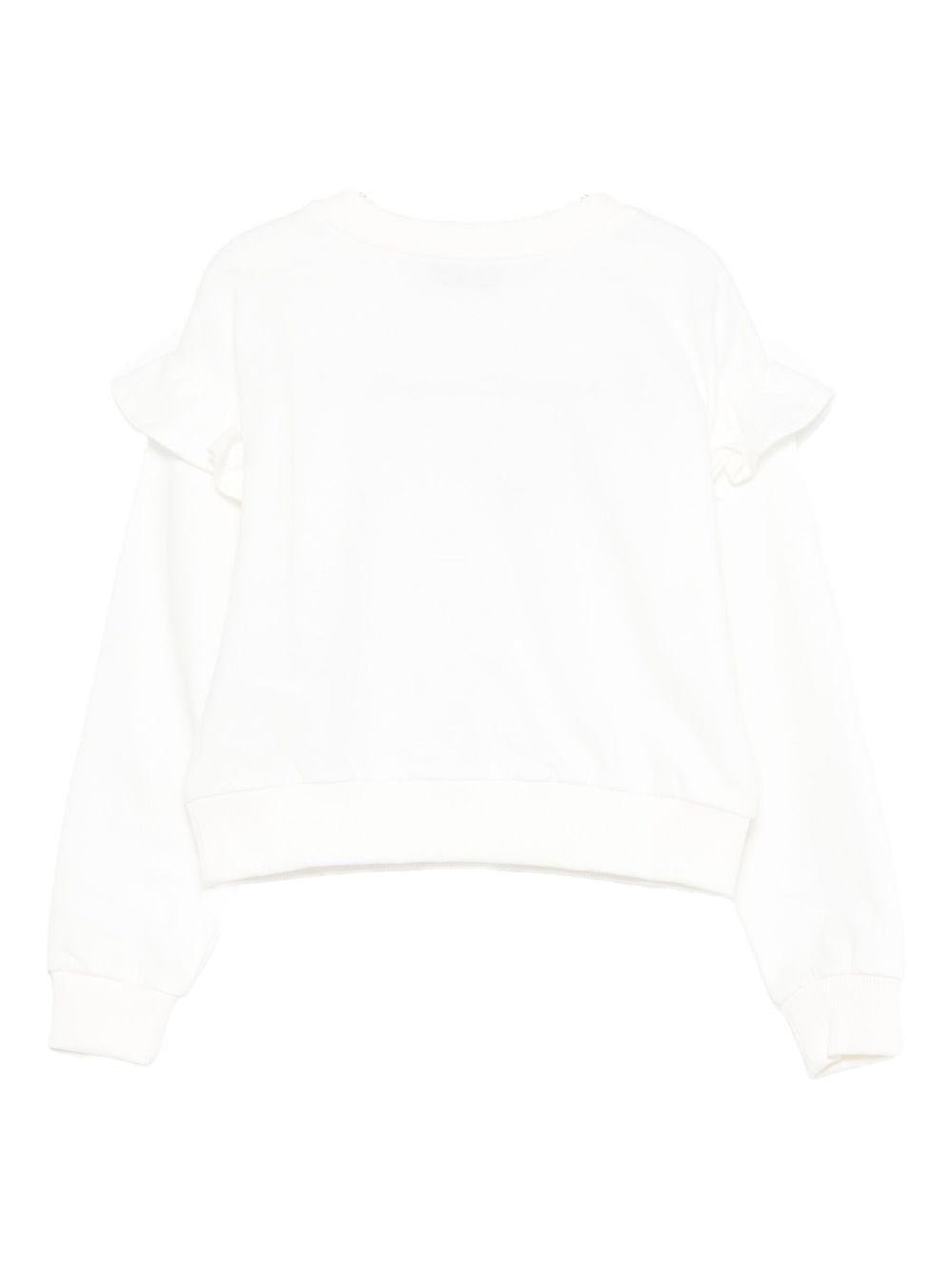 Felpa per bambina Moschino Kids bianca con ruches - Rubino Kids