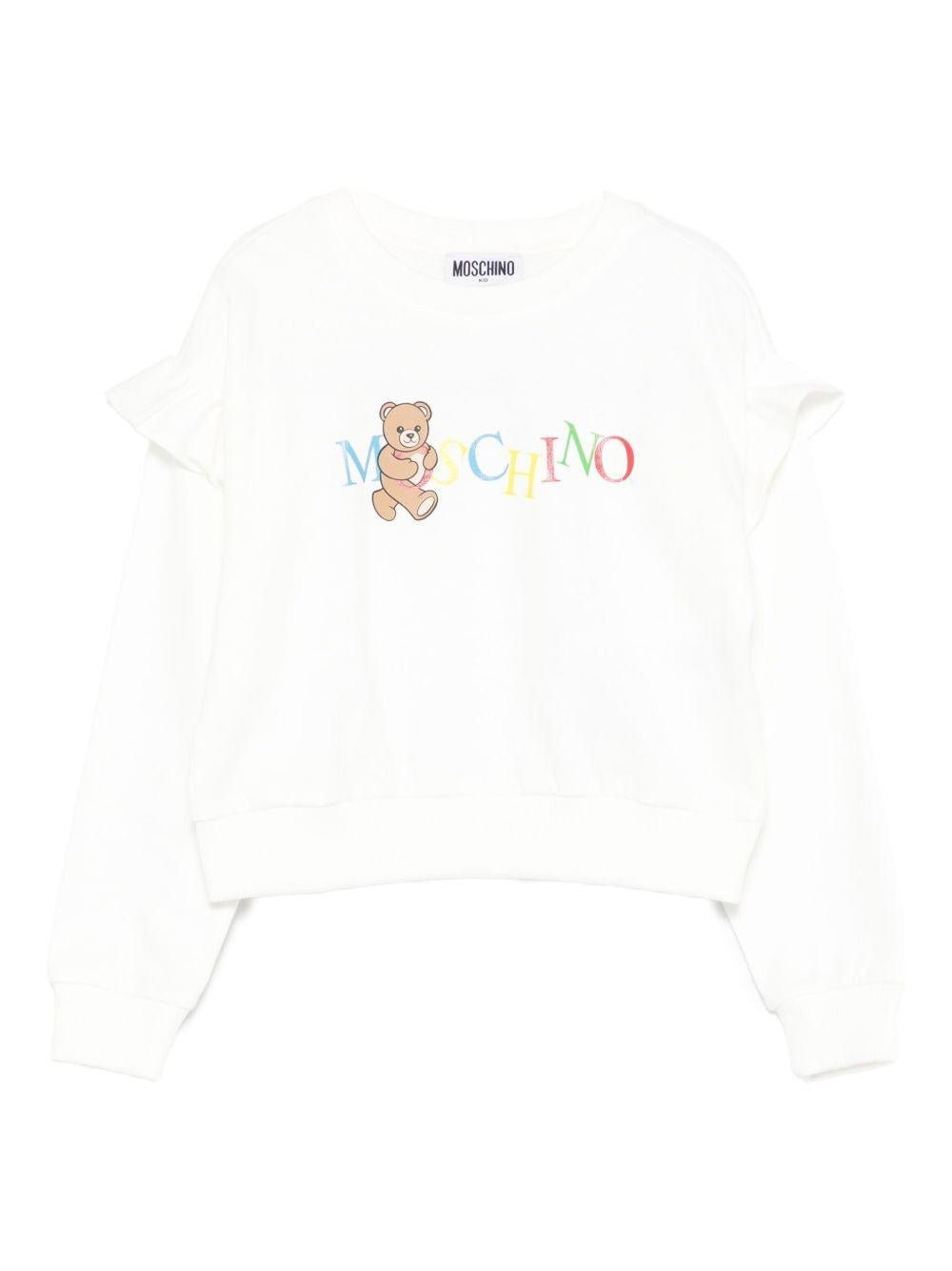 Felpa per bambina Moschino Kids bianca con ruches - Rubino Kids