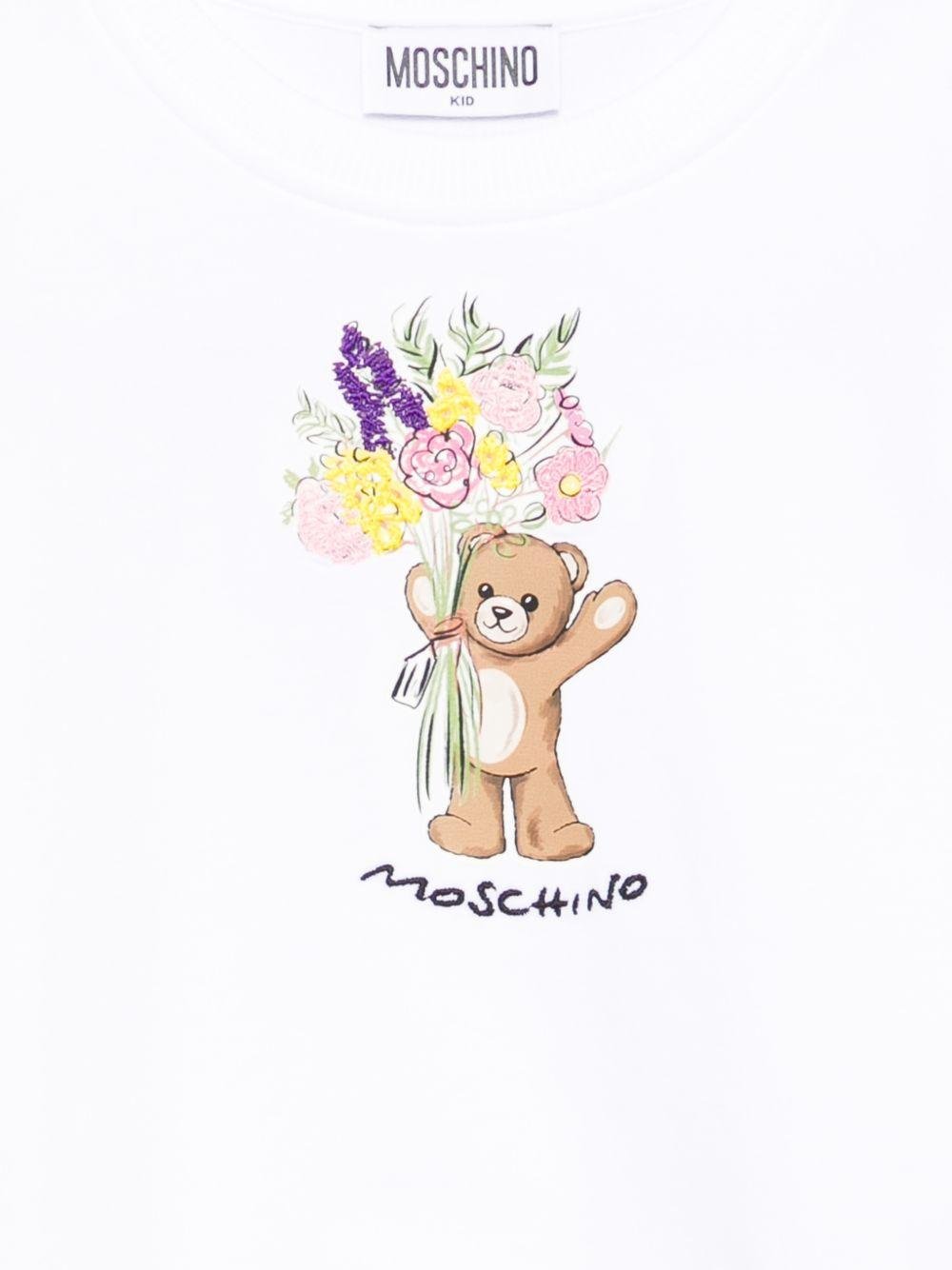 Felpa per bambina Moschino Kids bianca con stampa Teddy Bear - Rubino Kids