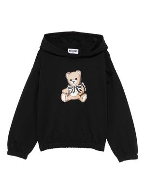 Felpa per bambina Moschino Kids nera con stampa orsetto