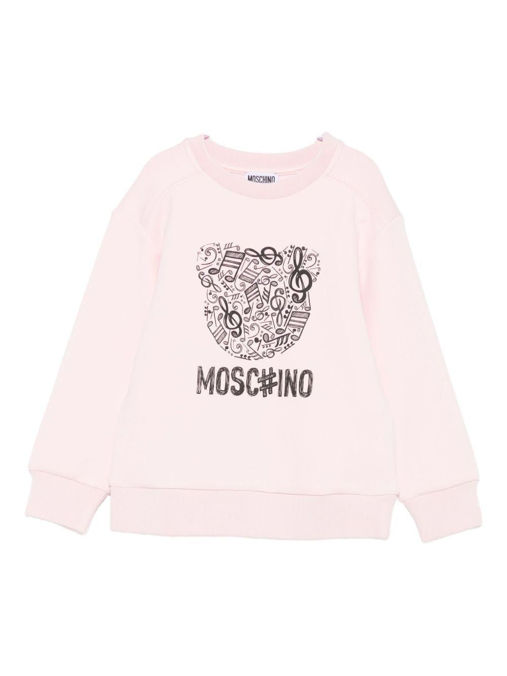 Felpa per bambina Moschino Kids rosa con motivo orso - Rubino Kids