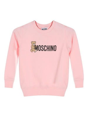 Felpa per bambina Moschino Kids rosa con stampa Teddy Bear