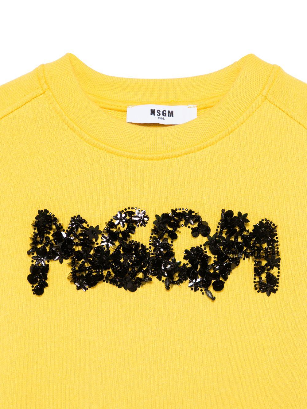 Felpa per bambina MSGM Kids gialla con applicazione logo - Rubino Kids