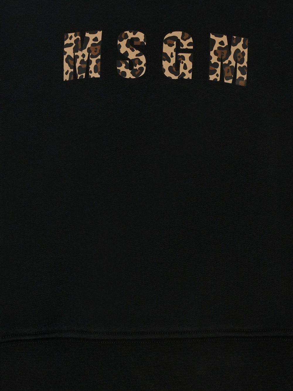 Felpa per bambina MSGM Kids nero con logo leopardato - Rubino Kids