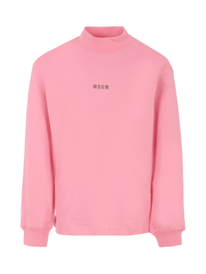 MSGM Kids pink sweatshirt for girls with high neck