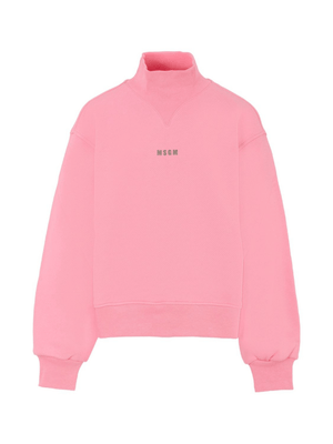 Felpa per bambina MSGM Kids rosa con collo rialzato