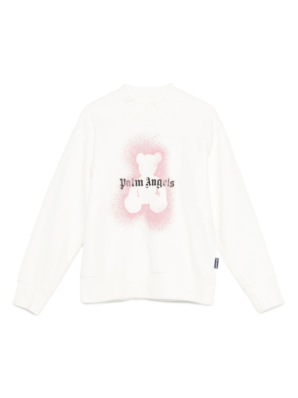 Felpa per bambina Palm Angels Kids bianco con stampa - Rubino Kids
