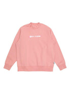 Felpa per bambina Palm Angels Kids rosa con stampa con logo sul davanti - Rubino Kids