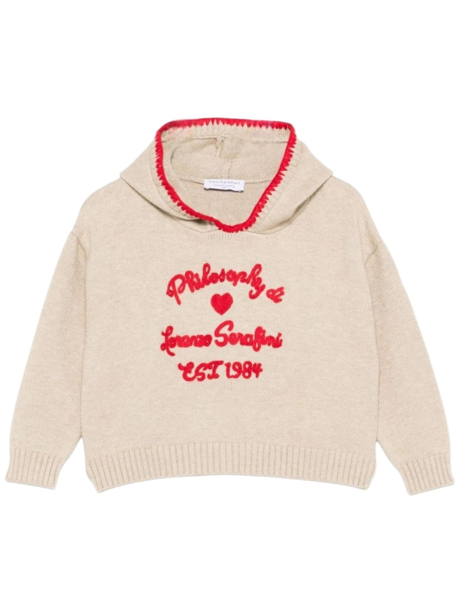 Felpa per bambina Philosophy Di Lorenzo Serafini Kids beige con logo ricamato - Rubino Kids