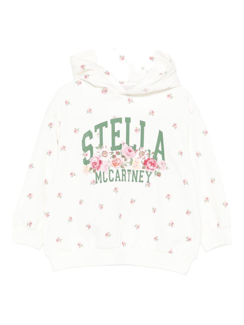 Felpa per bambina Stella McCartney Kids bianco con stampa fiori - Rubino Kids