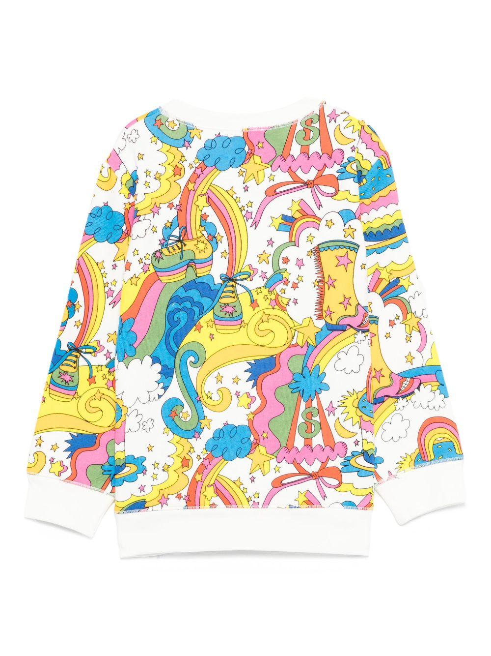 Felpa per bambina Stella McCartney Kids bianco con stampa grafica all - over - Rubino Kids