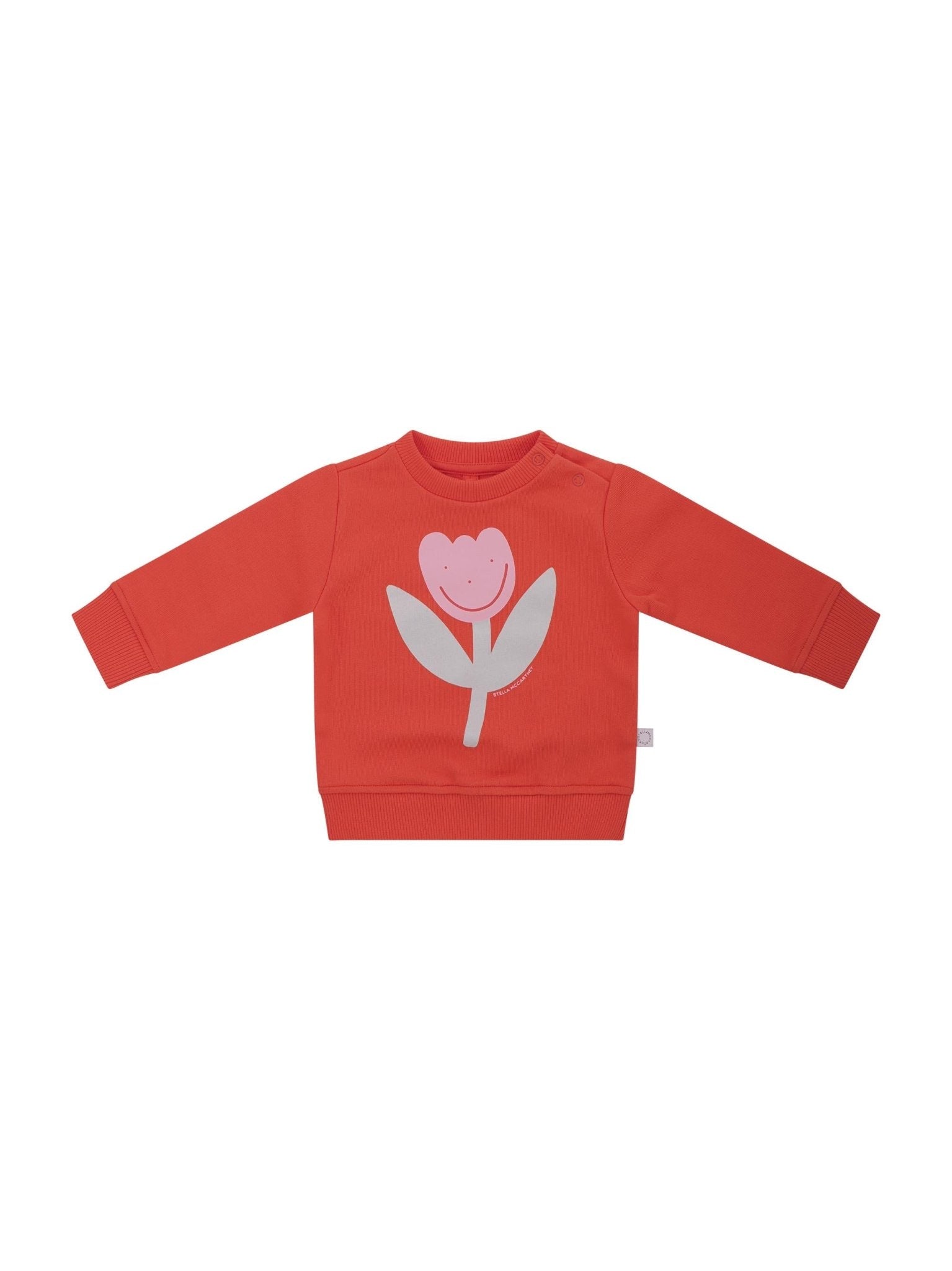 Felpa per bambina Stella McCartney Kids rossa con stampa fiore sul davanti - Rubino Kids