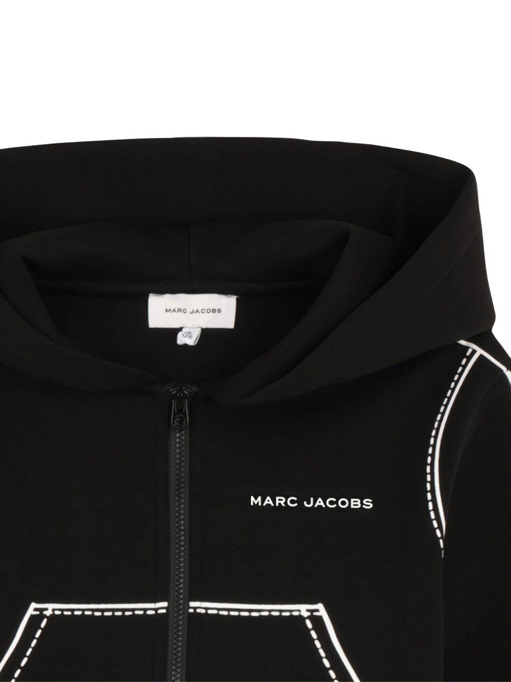 Felpa per bambina The Marc Jacobs Kids nera con dettagli disegnati bianchi - Rubino Kids