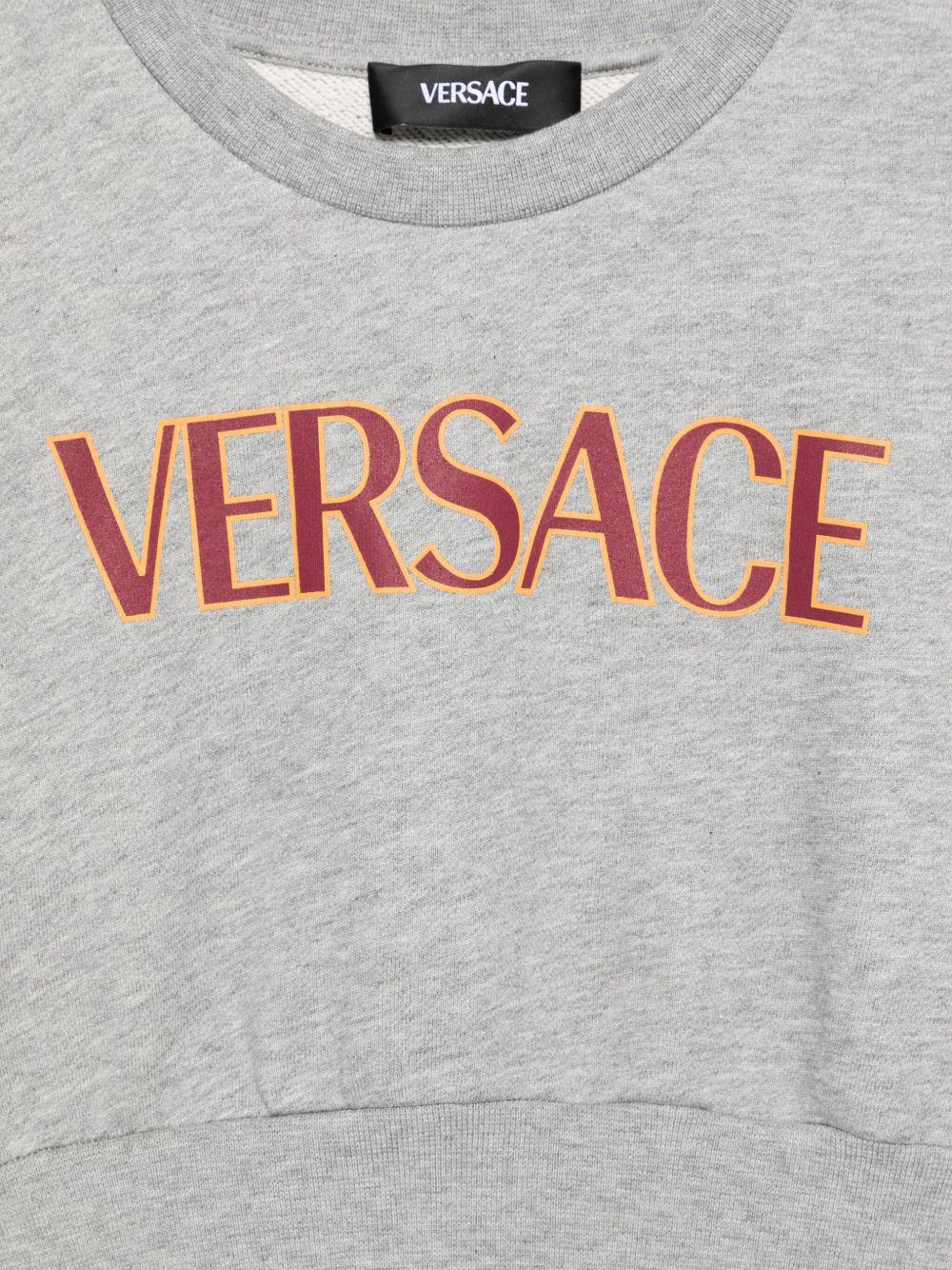 Felpa per bambina Versace Kids grigio con stampa logo sul davanti - Rubino Kids