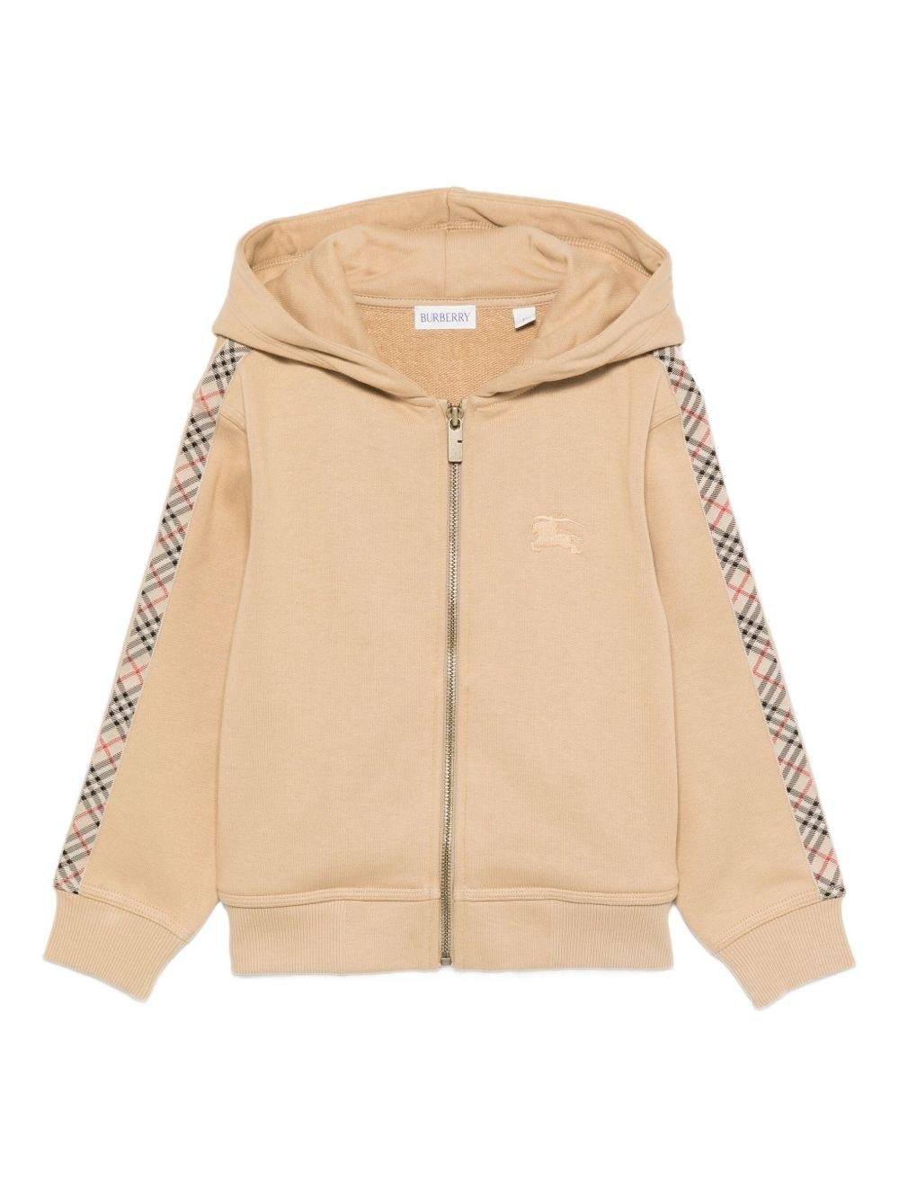 Felpa per bambini Burberry Kids beige con scollo con cappuccio - Rubino Kids