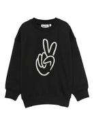 Felpa per bambini Molo nera con simbolo della pace - Rubino Kids
