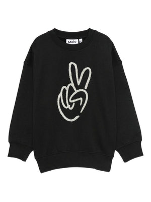 Felpa per bambini Molo nera con simbolo della pace