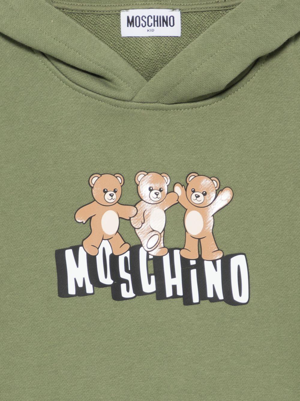 Felpa per bambini Moschini Kids verde con stampa tre Teddy Bear - Rubino Kids