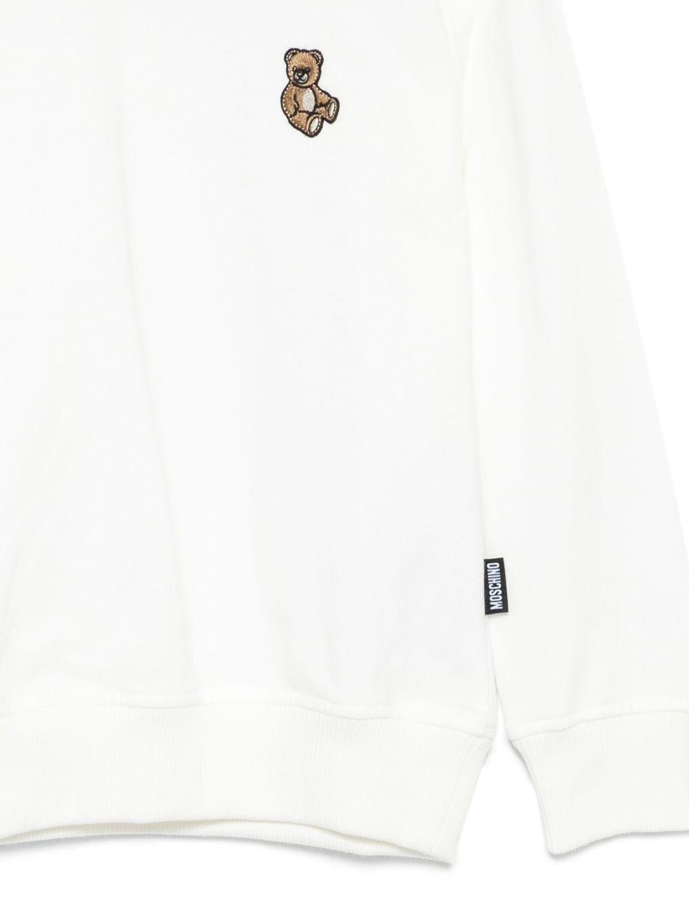 Felpa per bambini Moschino Kids bianca con ricamo Teddy Bear - Rubino Kids