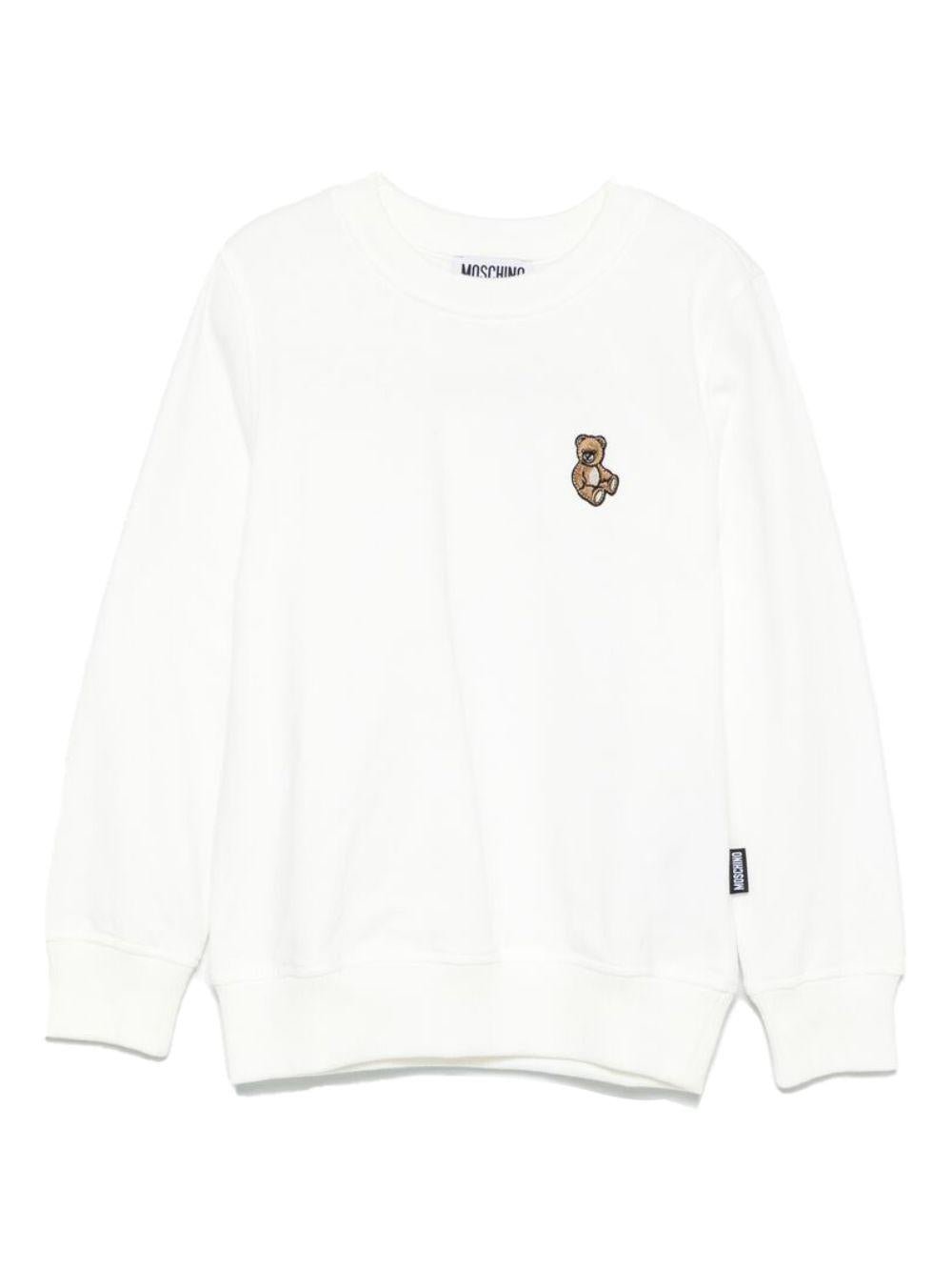 Felpa per bambini Moschino Kids bianca con ricamo Teddy Bear - Rubino Kids