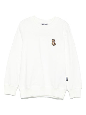 Felpa per bambini Moschino Kids bianca con ricamo Teddy Bear