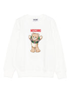 Felpa per bambini Moschino Kids bianca con stampa orsetto - Rubino Kids