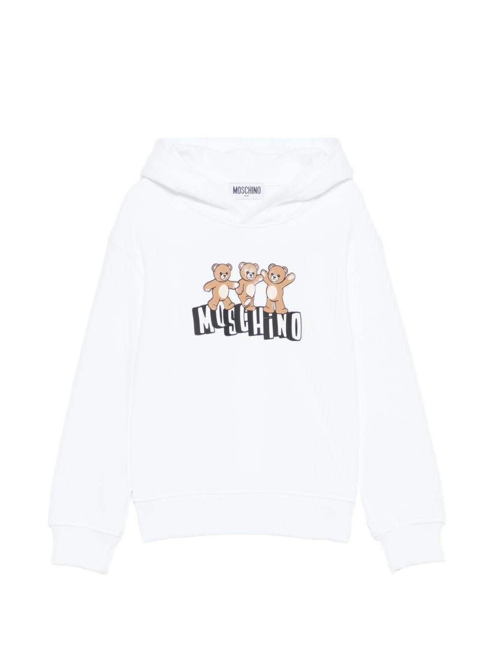 Felpa per bambini Moschino Kids bianchi con tre Teddy Bear - Rubino Kids
