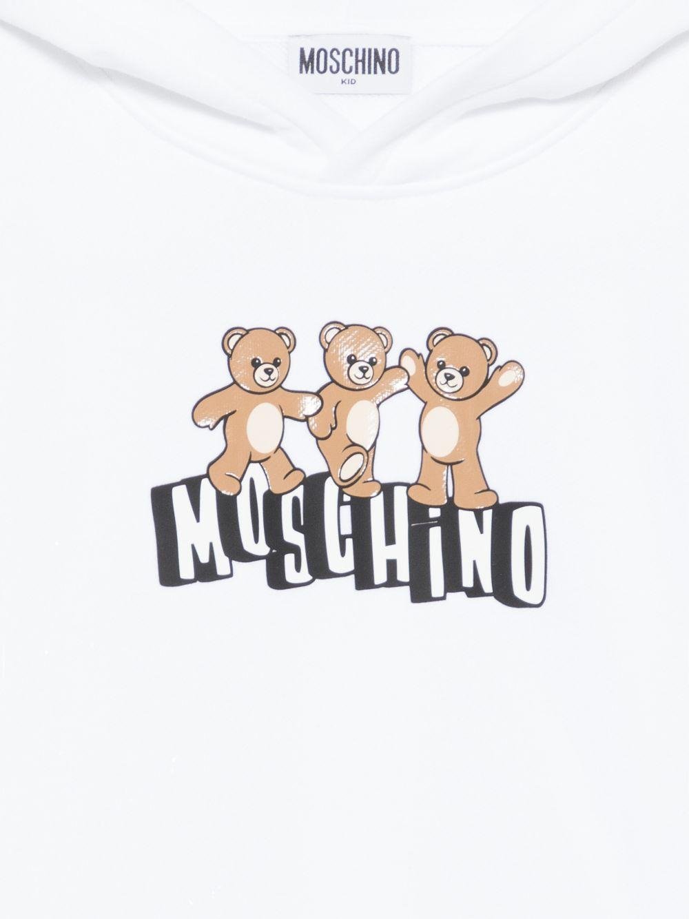 Felpa per bambini Moschino Kids bianchi con tre Teddy Bear - Rubino Kids