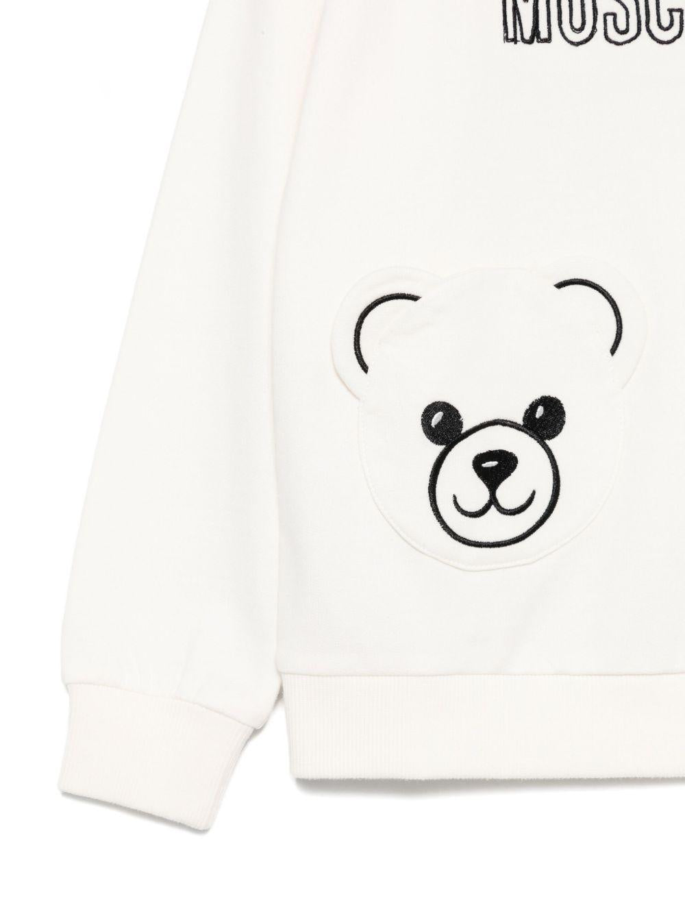 Felpa per bambini Moschino Kids bianco con ricamo a forma di orsacchiotto - Rubino Kids