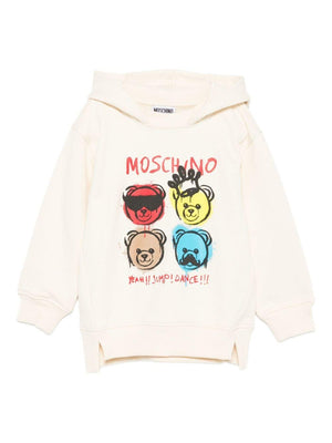 Felpa per bambini Moschino Kids bianco con stampa Teddy