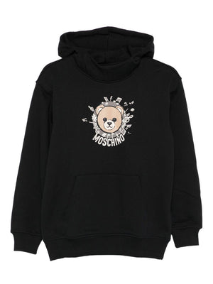 Felpa per bambini Moschino Kids nero con stampa note musicali