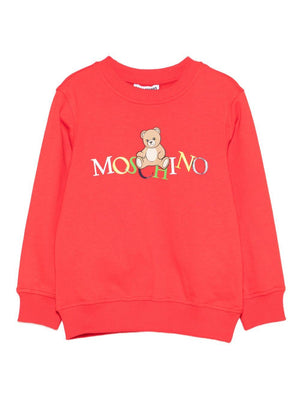 Felpa per bambini Moschino Kids rosso con logo Teddy