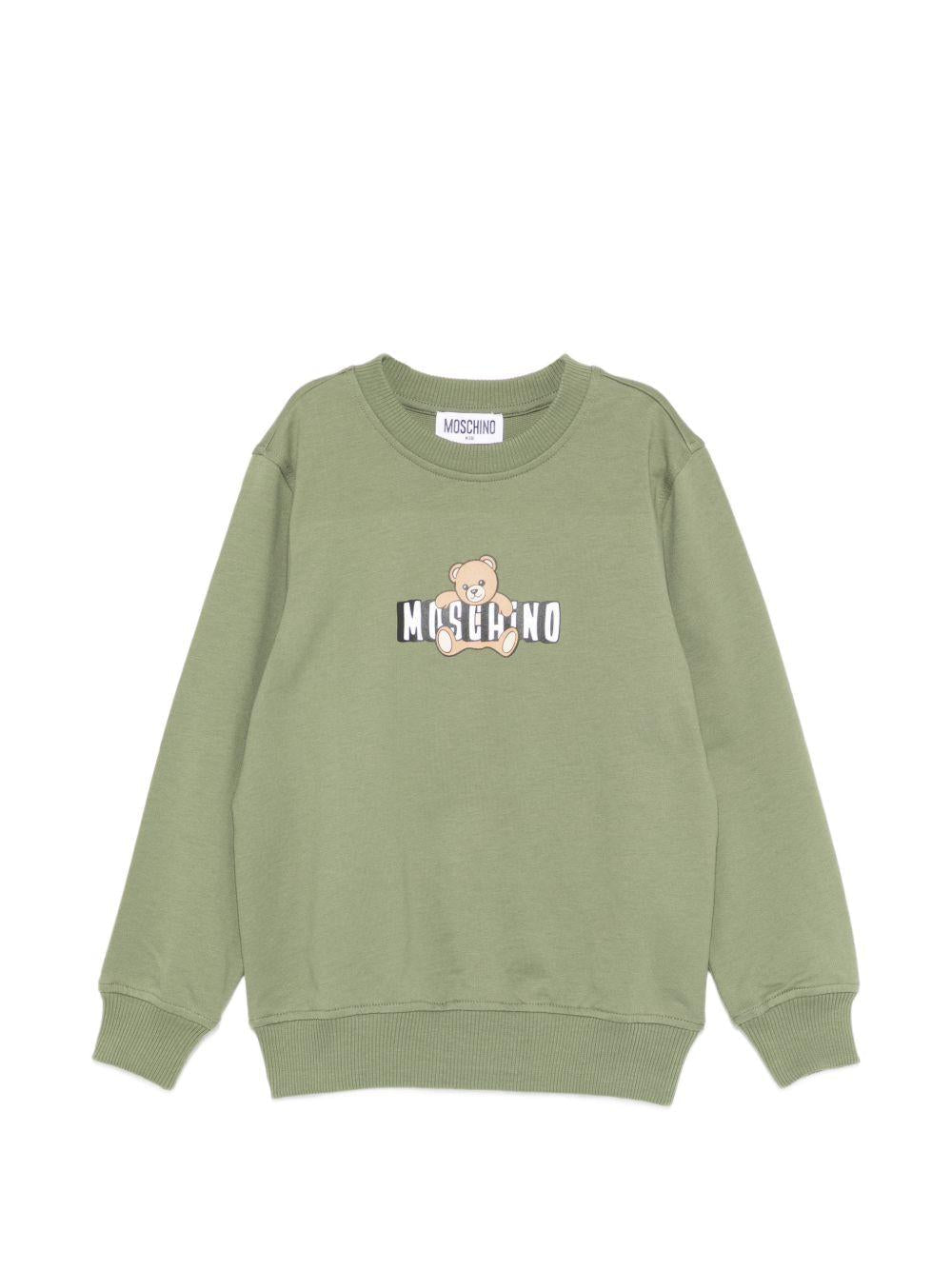 Felpa per bambini Moschino Kids verde con motivo Teddy Bear - Rubino Kids