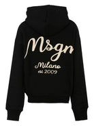 Felpa per bambini MSGM Kids nero con cappuccio con logo ricamato - Rubino Kids