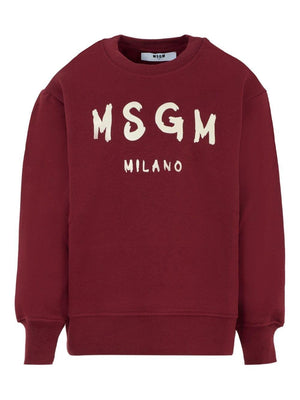 Felpa per bambini MSGM Kids rosso con logo sul davanti