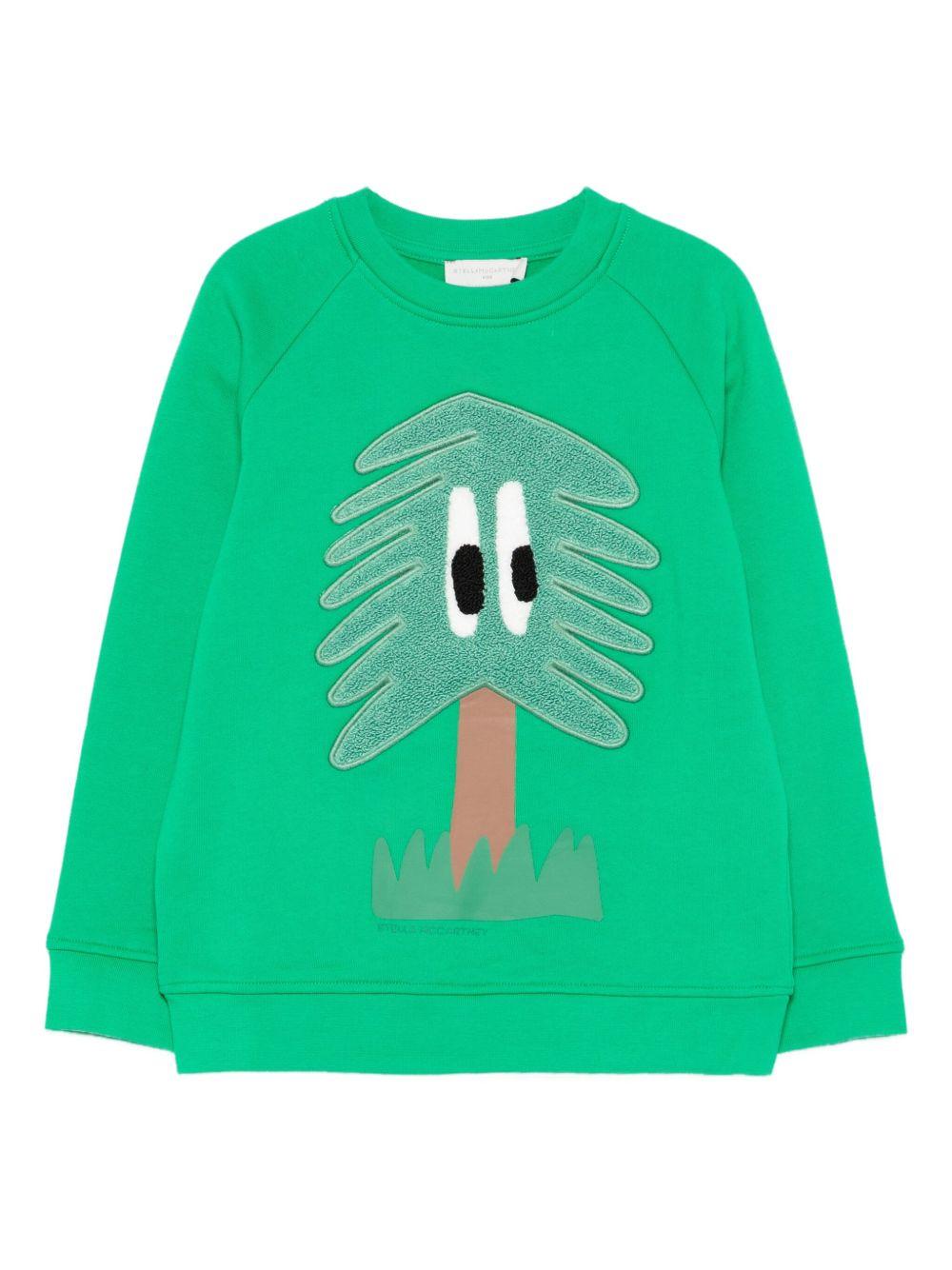Felpa per bambini Stella McCartney Kids verde con stampa albero - Rubino Kids