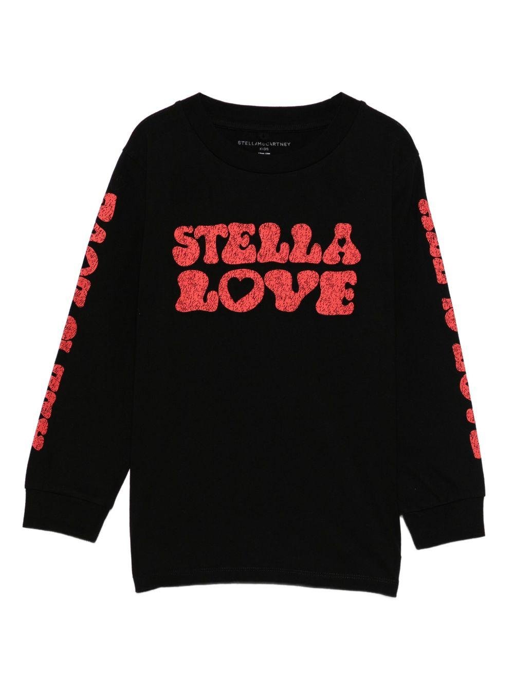 Felpa per bambini Stella McCartney nera con stampa grafica frontale - Rubino Kids