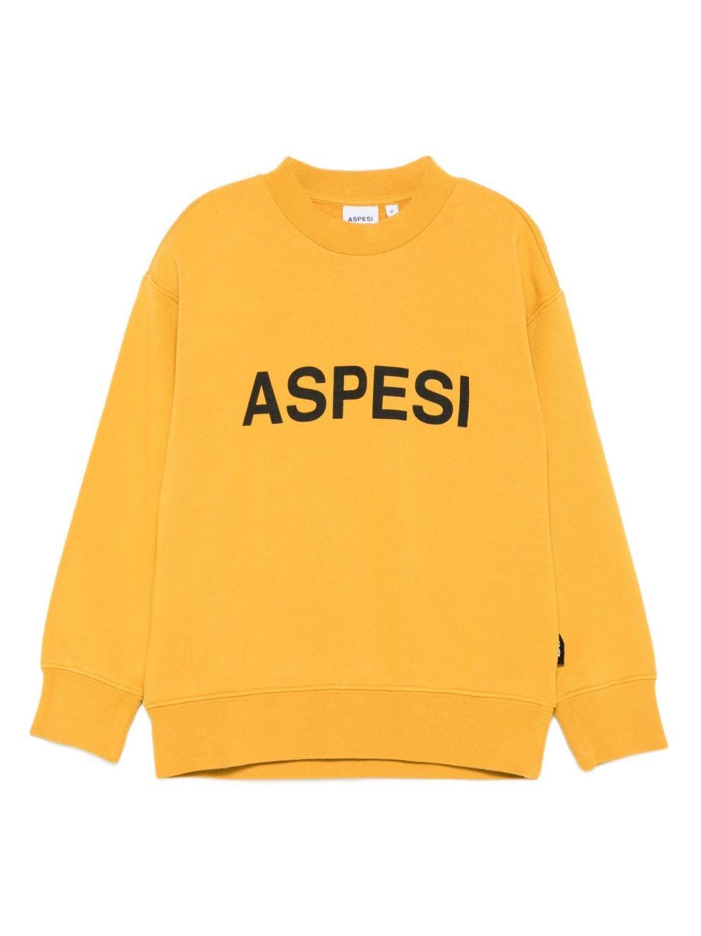 Felpa per bambino Aspesi Kids giallo con logo sul davanti - Rubino Kids
